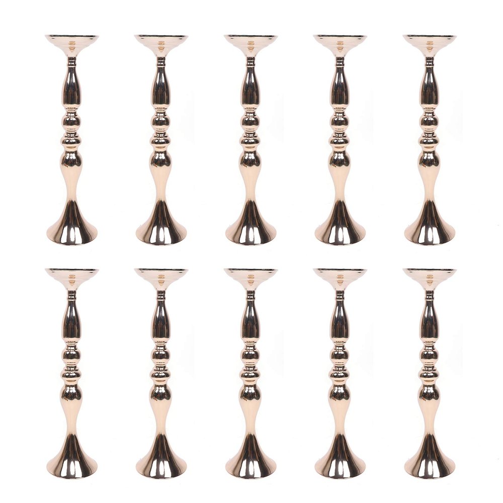 TFCFL10Pcs Gold Candle Holders 19.5" Height Metal Candle Holders Flowers Vase Stand for Party Wedding Restaurant Hotel Decoration