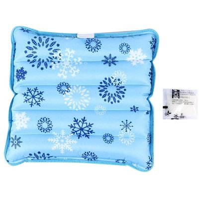 ZJchao Cooling Mat & Pillow Combo Ice-Filled Cooling Cushion for Home, Office, Travel, Nap or Back Support 36x36cm Dark Blue Snowflake Design
