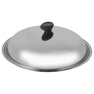 Stainless pot cover Steel Universal Lid Replacement Frying Pan Cover and Cast Iron Skillet Lid with Knob for Flat Top Griddle stainless steel pot lid Grill pot lid (38cm)