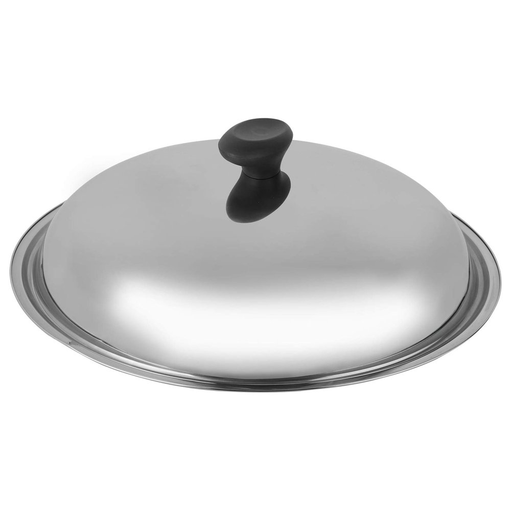 Stainless pot cover Steel Universal Lid Replacement Frying Pan Cover and Cast Iron Skillet Lid with Knob for Flat Top Griddle stainless steel pot lid Grill pot lid (38cm)