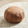 Louis Donn Unstuffed Moroccan Ottoman Pouf Cover, Waterproof Handmade Faux Decor Storage Solution, Footstool Pouffe Cover Replacement Balcony Indoor 21dia Chestnut Brown, ONLY Cover view 1