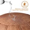 Louis Donn Unstuffed Moroccan Ottoman Pouf Cover, Waterproof Handmade Faux Decor Storage Solution, Footstool Pouffe Cover Replacement Balcony Indoor 21dia Chestnut Brown, ONLY Cover view 3