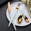 Modern Unique 8 Pieces Silverware Set for 2, Stainless Steel Gold Flatware Cutlery Set, Luxury Eating Tableware Utensils for Home Restaurant Wedding Dinnerware sets White view 1