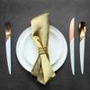 Modern Unique 8 Pieces Silverware Set for 2, Stainless Steel Gold Flatware Cutlery Set, Luxury Eating Tableware Utensils for Home Restaurant Wedding Dinnerware sets White view 3
