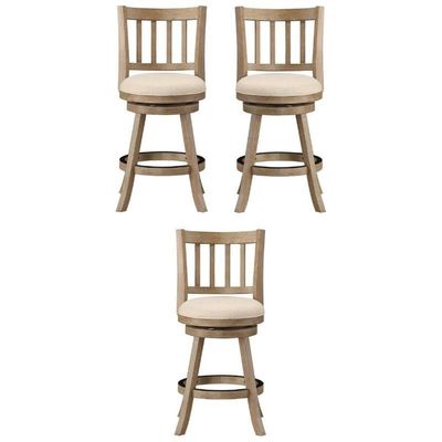 Home Square 24" Sheldon Swivel Counter Stool in Ivory - Set of 3