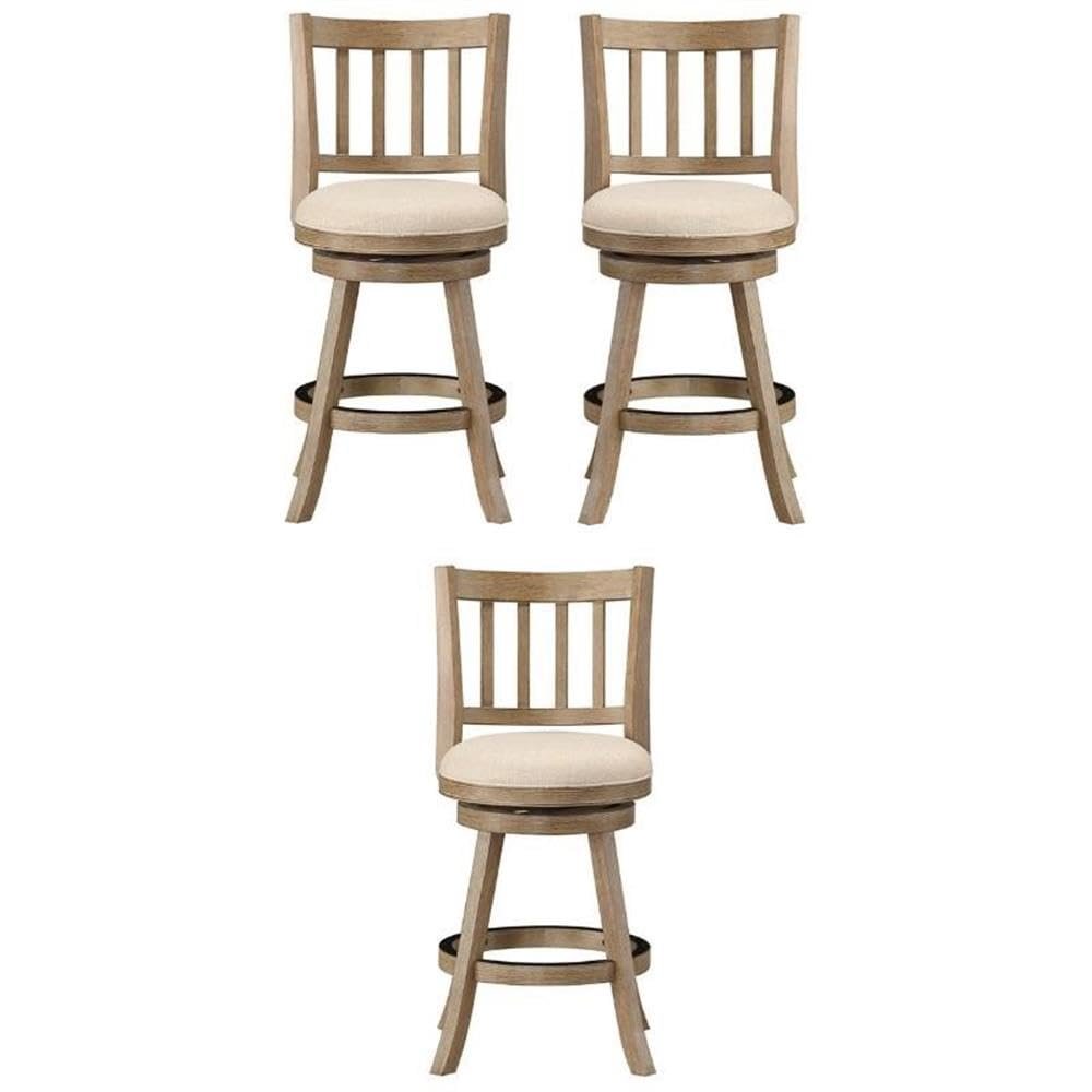 Home Square 24" Sheldon Swivel Counter Stool in Ivory - Set of 3