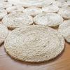 Agro Richer Farmhouse Rugs for Living White Circle Design Jute Area Rug Hand Braided Round Bedroom, Kitchen, Room Carpet (24 x 24 Inch), (GHG-WHT) view 3