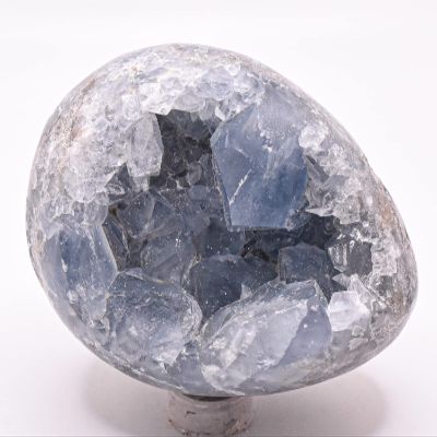 2.75" 305g Sky Blue Celestite Celestine Cluster Egg Polished Natural Sparkling Gemstone Crystal Mineral Geode Specimen - Madagascar + Stand