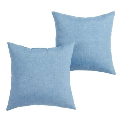 Greendale Home Fashions Outdoor 17-inch Square Decorative Throw Pillow, 2-Pack, Blue Heather