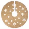BambooMN 31" Round Christmas Tree Skirt Floor Base Cover Decoration Holiday Collection Jute Burlap, Snowflake Edition 2 Pieces view 1