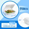 YANGRUI Food Containers 9 Inch 41 oz 100 Pack - Shrink Wrapped Sanitary | Mineral Filled BPA Free PP Plastic | Reusable Heavy Duty Freezer & Microwave Safe | Stackable Design Takeout Container view 3