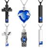 Fumete 6 Pcs Ashes Necklace Urn Jewelry for Human Ashes Memorial - Men & Women Pendant(Dark Blue) view 1