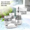 Crackled Glass Silver Bathroom Accessories Set - 6 Piece Bathroom Set Includes: Toilet Brush and Holder Set, Tissue Box Cover, Toothbrush Holder, Soap Dispenser, Soap Dish & Tumbler view 2