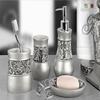Crackled Glass Silver Bathroom Accessories Set - 6 Piece Bathroom Set Includes: Toilet Brush and Holder Set, Tissue Box Cover, Toothbrush Holder, Soap Dispenser, Soap Dish & Tumbler view 3