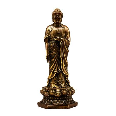 Copper Standing Shakyamuni Buddha Statue,Brass Handmade Buddhism Sculpture Hindu Feng Shui Figurines Meditation Home Study Crafts Decorations