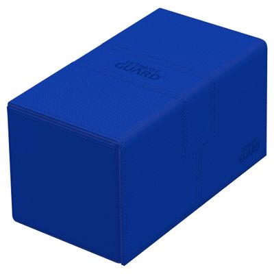 Ultimate Guard Twin Flip'n'Tray 200+, Deck Case for 200 Double-Sleeved TCG Cards + Dice Tray, Blue, Independent Magnetic Closure & Microfiber Inner Lining