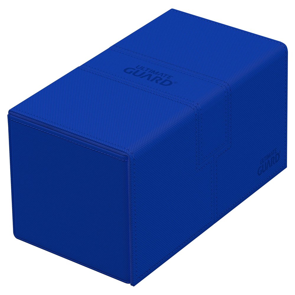 Ultimate Guard Twin Flip'n'Tray 200+, Deck Case for 200 Double-Sleeved TCG Cards + Dice Tray, Blue, Independent Magnetic Closure & Microfiber Inner Lining