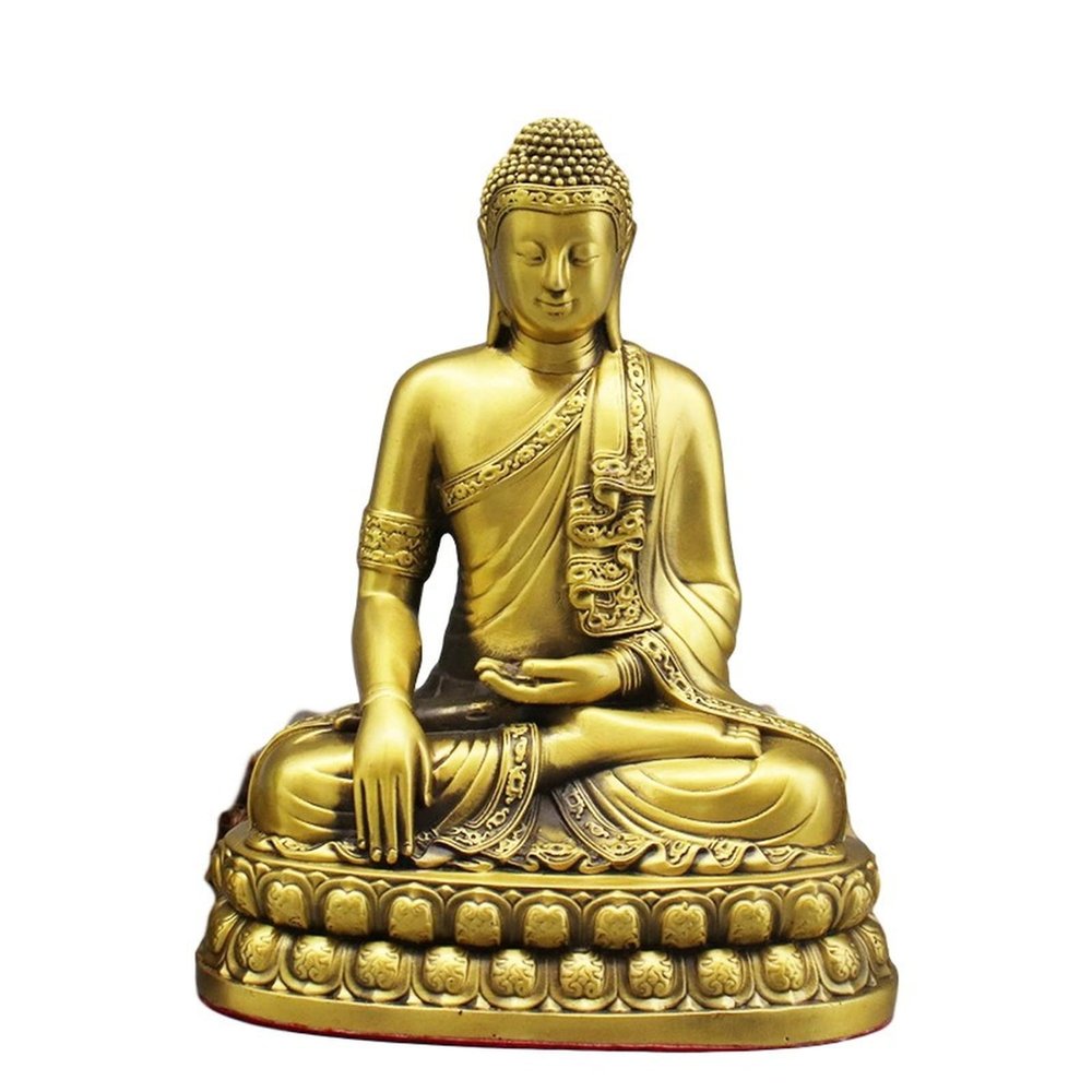 Copper Shakyamuni Buddha Statue,Brass Handmade Buddhism Sculpture Hindu Feng Shui Figurines Meditation Home Study Crafts Decorations