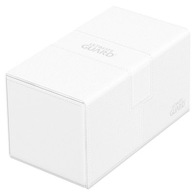 Ultimate Guard Twin Flip'n'Tray 200+, Deck Case for 200 Double-Sleeved TCG Cards + Dice Tray, White, Independent Magnetic Closure & Microfiber Inner Lining