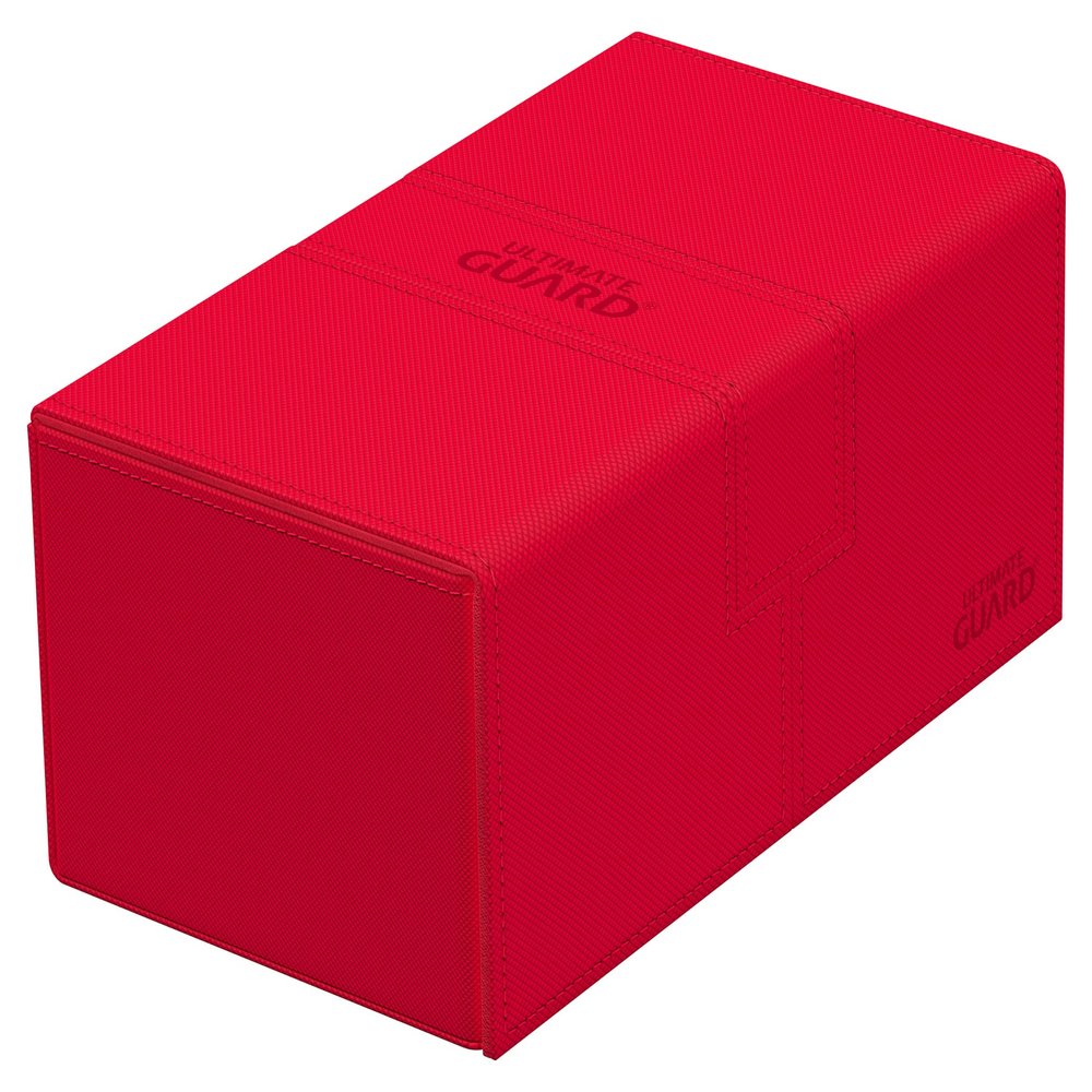 Ultimate Guard Twin Flip'n'Tray 200+, Deck Case for 200 Double-Sleeved TCG Cards + Dice Tray, Red, Independent Magnetic Closure & Microfiber Inner Lining