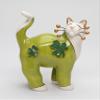Cosmos Gifts 10299 Fine Ceramic Irish Cat with Shamrocks Leaves Figurine, Green, 4 1/4" x 2 3/8" x 5-1/2"H view 1
