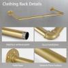 AddGrace 2 Pack Industrial Pipe Clothes Rack Gold Wall Mounted Clothing Rack for Hanging Clothes 34.5 Inch Multi-Purpose Garment Bar for Wardrobe and Laundry Room view 4