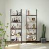 aboxoo Ladder Shelf 2PCS Open Bookshelf 5-Tier Wall-Mounted Wood Bookcase Rack Open Back Industrial Modern Plant Flower Stand Utility OrganizerMetal Frame Furniture Office Kitchen Bedroom (Brown) view 2