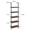 aboxoo Ladder Shelf 2PCS Open Bookshelf 5-Tier Wall-Mounted Wood Bookcase Rack Open Back Industrial Modern Plant Flower Stand Utility OrganizerMetal Frame Furniture Office Kitchen Bedroom (Brown) view 3