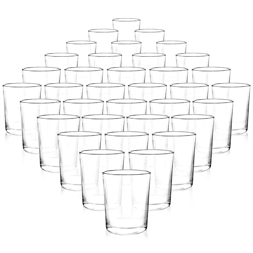 Comrzor Set of 36 Clear Tealight Candle Holders, Glass Votive Candle Holders Bulk, Floating Candle Holder for Table Centerpieces, Wedding Propose Party Home Decor