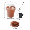 12 Terracotta Mini Flower Pot Dessert Cups Lid Shovel Spoon Party Decorations view 3
