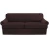 3 Piece T Cushion Sofa Slipcovers Thick Couch Cover Furniture Protector Stretch T Cushion Sofa Covers for 2 Cushion Couch with 2 Individual T Cushion Covers Washable (Brown, Loveseat X-Large) view 1