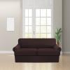 3 Piece T Cushion Sofa Slipcovers Thick Couch Cover Furniture Protector Stretch T Cushion Sofa Covers for 2 Cushion Couch with 2 Individual T Cushion Covers Washable (Brown, Loveseat X-Large) view 2