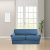 3 Piece T Cushion Sofa Slipcovers Thick Couch Cover Furniture Protector Stretch T Cushion Sofa Covers for 2 Cushion Couch with 2 Individual T Cushion Covers Washable (Blue, Loveseat X-Large) view 2