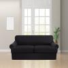 3 Piece T Cushion Sofa Slipcovers Thick Couch Cover Furniture Protector Stretch T Cushion Sofa Covers for 2 Cushion Couch with 2 Individual T Cushion Covers Washable (Black, Loveseat X-Large) view 2