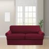 3 Piece T Cushion Sofa Slipcovers Thick Couch Cover Furniture Protector Stretch T Cushion Sofa Covers for 2 Cushion Couch with 2 Individual T Cushion Covers Washable (Burgundy, Loveseat X-Large) view 2