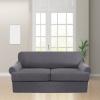 3 Piece T Cushion Sofa Slipcovers Thick Couch Cover Furniture Protector Stretch T Cushion Sofa Covers for 2 Cushion Couch with 2 Individual T Cushion Covers Washable (Grey, Loveseat X-Large) (LJX) view 2