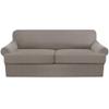 3 Piece T Cushion Sofa Slipcovers Thick Couch Cover Furniture Protector Stretch T Cushion Sofa Covers for 2 Cushion Couch with 2 Individual T Cushion Covers Washable (Taupe, Loveseat X-Large) view 1