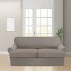 3 Piece T Cushion Sofa Slipcovers Thick Couch Cover Furniture Protector Stretch T Cushion Sofa Covers for 2 Cushion Couch with 2 Individual T Cushion Covers Washable (Taupe, Loveseat X-Large) view 2