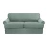 3 Piece T Cushion Sofa Slipcovers Thick Couch Cover Furniture Protector Stretch T Cushion Sofa Covers for 2 Cushion Couch with 2 Individual T Cushion Covers Washable (Green, Loveseat X-Large) (LJX) view 1