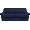 3 Piece T Cushion Sofa Slipcovers Thick Couch Cover Furniture Protector Stretch T Cushion Sofa Covers for 2 Cushion Couch with 2 Individual T Cushion Covers Washable (Navy, Loveseat X-Large) view 1