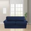 3 Piece T Cushion Sofa Slipcovers Thick Couch Cover Furniture Protector Stretch T Cushion Sofa Covers for 2 Cushion Couch with 2 Individual T Cushion Covers Washable (Navy, Loveseat X-Large) view 2