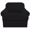 2 Piece T Cushion Sofa Slipcovers Thick Couch Cover Furniture Protector Stretch T Cushion Sofa Covers for 1 Cushion Couch with 1 Individual T Cushion Covers Washable (Black, Chair), LJX view 1