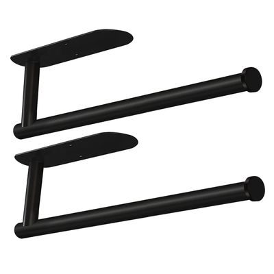 Paper Towel Holders-Blcak,Paper Towels Rolls - for Kitchen,Paper Towels Bulk- Self-Adhesive Under Cabinet,Both Available in Adhesive and Screws,Stainless Steel(Black 2PC)