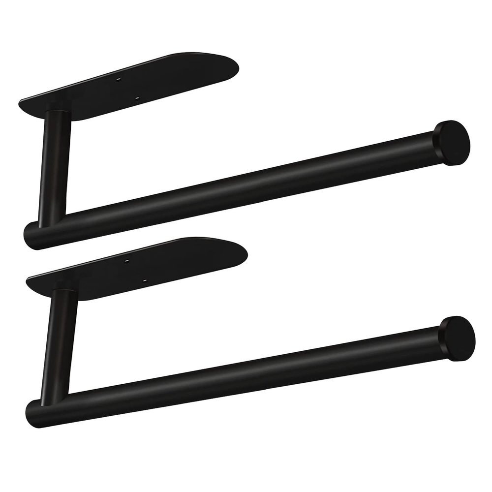 Paper Towel Holders-Blcak,Paper Towels Rolls - for Kitchen,Paper Towels Bulk- Self-Adhesive Under Cabinet,Both Available in Adhesive and Screws,Stainless Steel(Black 2PC)