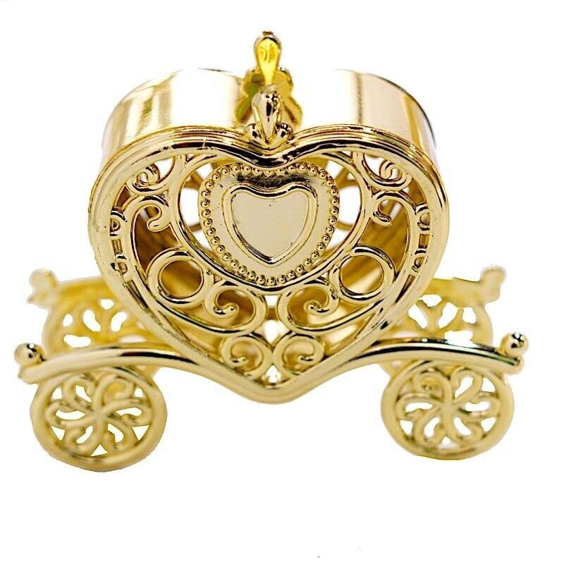 12 Gold 4" Long Mini Heart Carriage Favor Holders Wedding Party Home Supplies