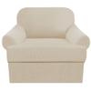 2 Piece T Cushion Sofa Slipcovers Thick Couch Cover Furniture Protector Stretch T Cushion Sofa Covers for 1 Cushion Couch with 1 Individual T Cushion Covers Washable (Nature, Chair) view 1