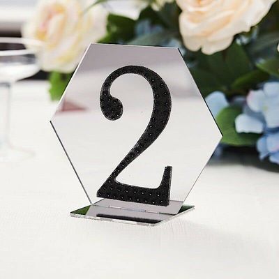 5 Silver 5" Hexagon Acrylic Stands Table Numbers Sign Holders Party Decorations