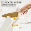 White and Gold Knife Set with Block - 14-Piece White Knife Set with Block and Built-In Sharpener  Titanium-Coated High Carbon Stainless Steel Blades - Gold Kitchen Accessories - Great for Gifting view 3