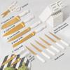 White and Gold Knife Set with Block - 14-Piece White Knife Set with Block and Built-In Sharpener  Titanium-Coated High Carbon Stainless Steel Blades - Gold Kitchen Accessories - Great for Gifting view 4