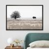 SIGNLEADER Framed Canvas Print Wall Art Countryside Bison Buffalo Tree Landscape Animals Wildlife Digital Art Realism Decorative Rustic Relax/Calm for Living Room, Bedroom, Office - 16"x24" Black view 2